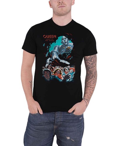 Queen T Shirt News Of The World Vintage Band Logo new Official Mens Black