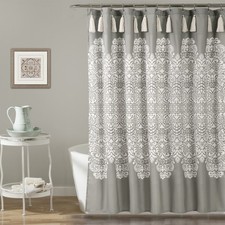 Boho Medallion Shower Curtain, 72" x 72", Gray, Boho Bathroom Decor Curtain