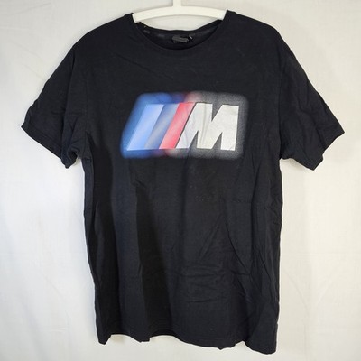 BMW M Motorsport Shirt Men's Large Black Official Center Big Logo Racing Tee