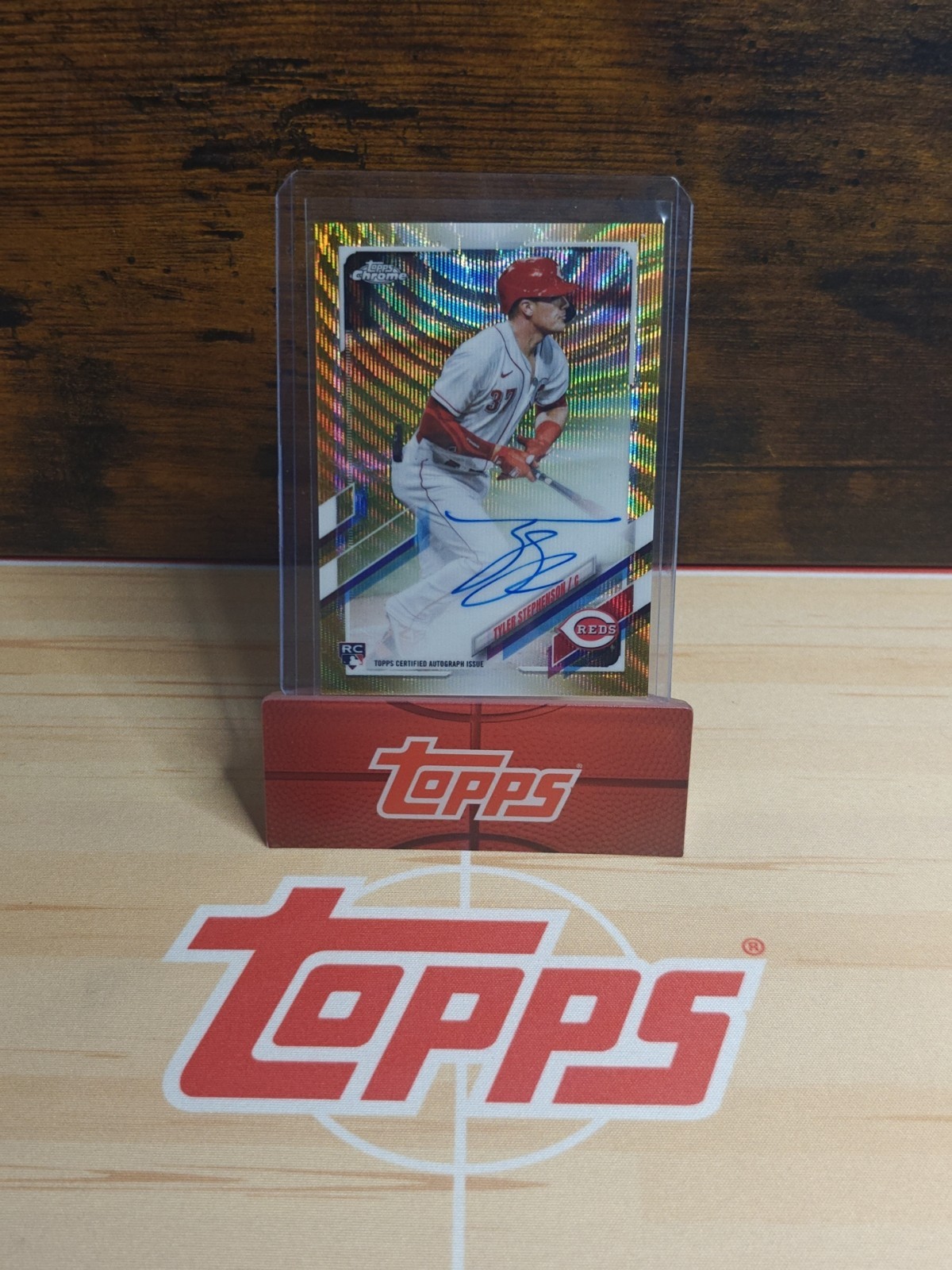 2021 TOPPS CHROME TYLER STEPHENSON GOLD WAVE ROOKIE AUTO /50 REDS #RA-TS