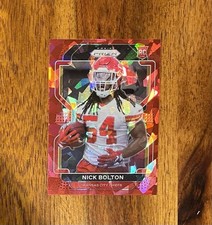 Nick Bolton 2021 Panini Prizm Red Cracked Ice Rookie RC #390 Chiefs 