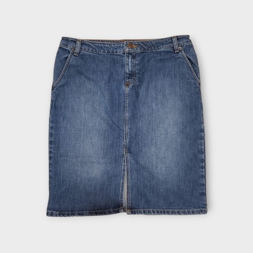 J.CREW Size 10 Front Slit Pencil Skirt Women's Denim Jean Medium-Blue Wash - Picture 7 of 7