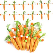 9FT Easter Garland Decor,12 Pcs Carrot Ornament with Felt Multi Color