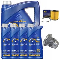 MotoröL Filter Set Mannol 10W-40 API 9 Liter + Schraube FüR Opel Movano 2.2 Dti
