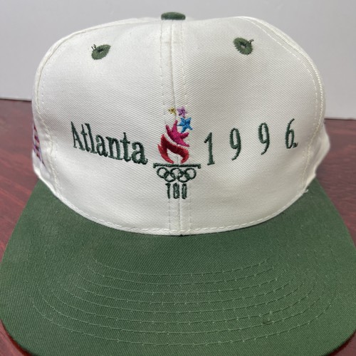 1996 Atlanta Olympics Snapback Hat Green and White Logo 7 Vintage - Picture 2 of 11