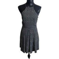 Reformation Mini Dress Size Small Black White Dainty Floral Fit Flare Open Back 