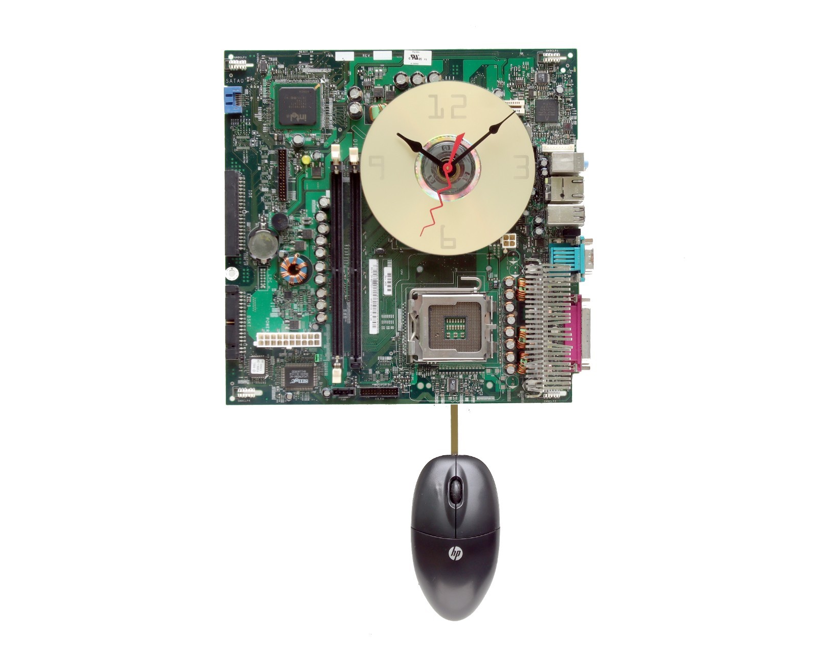 Recycled Computer Motherboard Pendulum wall clock, Quartz, time, upcycle, PC,