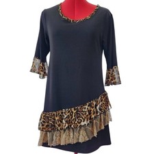 Whimsigoth tiered stretch knit lace animal print Dark witchy mob wife size S