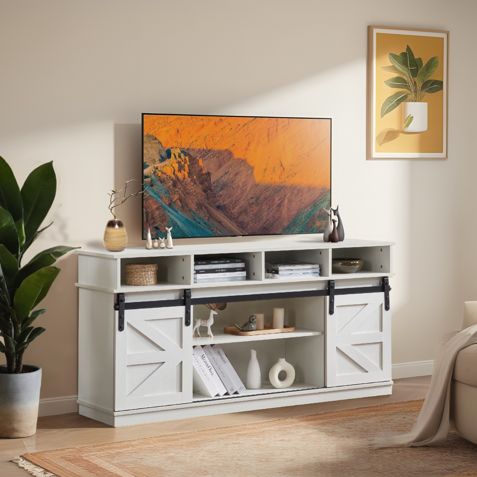 Entertainment Center Up To 65" W/ Sliding Barn Door