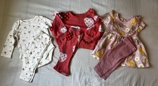 0-3 Baby Girls Clothes Inc 3 X Outfits 3 Long Sleeved Vests And 2x Baby Grow