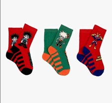 Isuku Midoriya My Hero Academia Kids Crew Socks 6 Pair Fits Kids Shoe Size 9-3