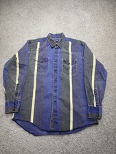 Vintage Wrangler Brushpopper Shirt Men's XL Blue Western Cowboy Pearl Snap USA