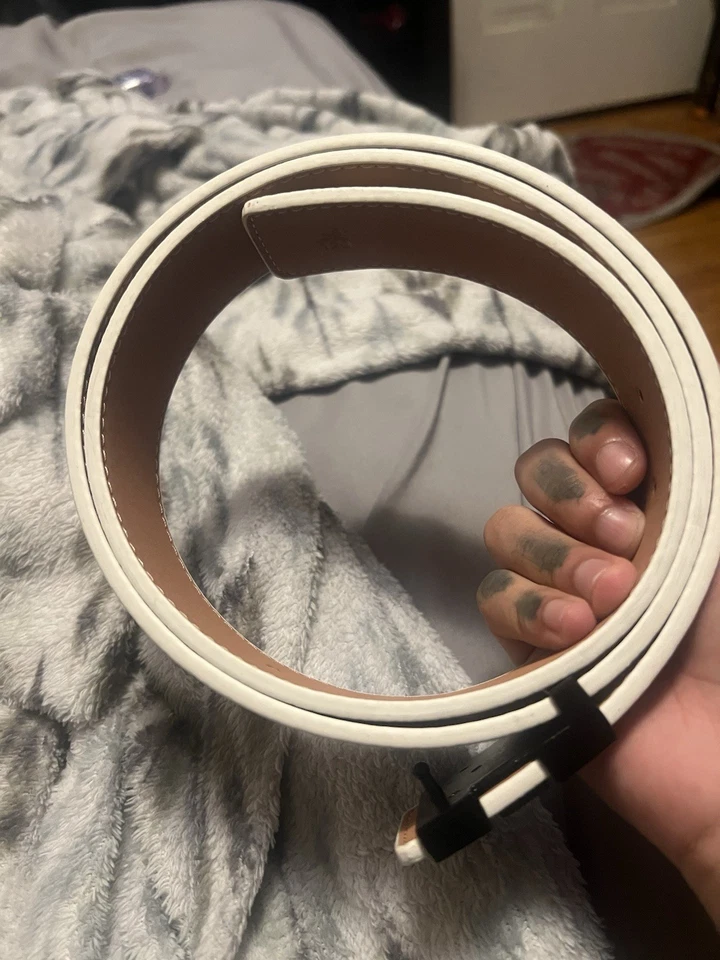 Cinturón de diseñador estampado a cuadros blanco de lujo negro hebilla (talla - 48/120) Foto 3 de 4