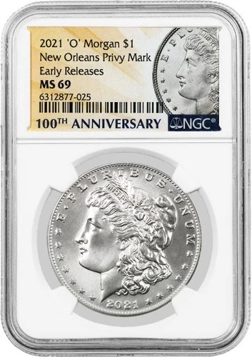 2021 O Privy Mark 100th Anniversary $1 Morgan Silver Dollar NGC MS69 ER