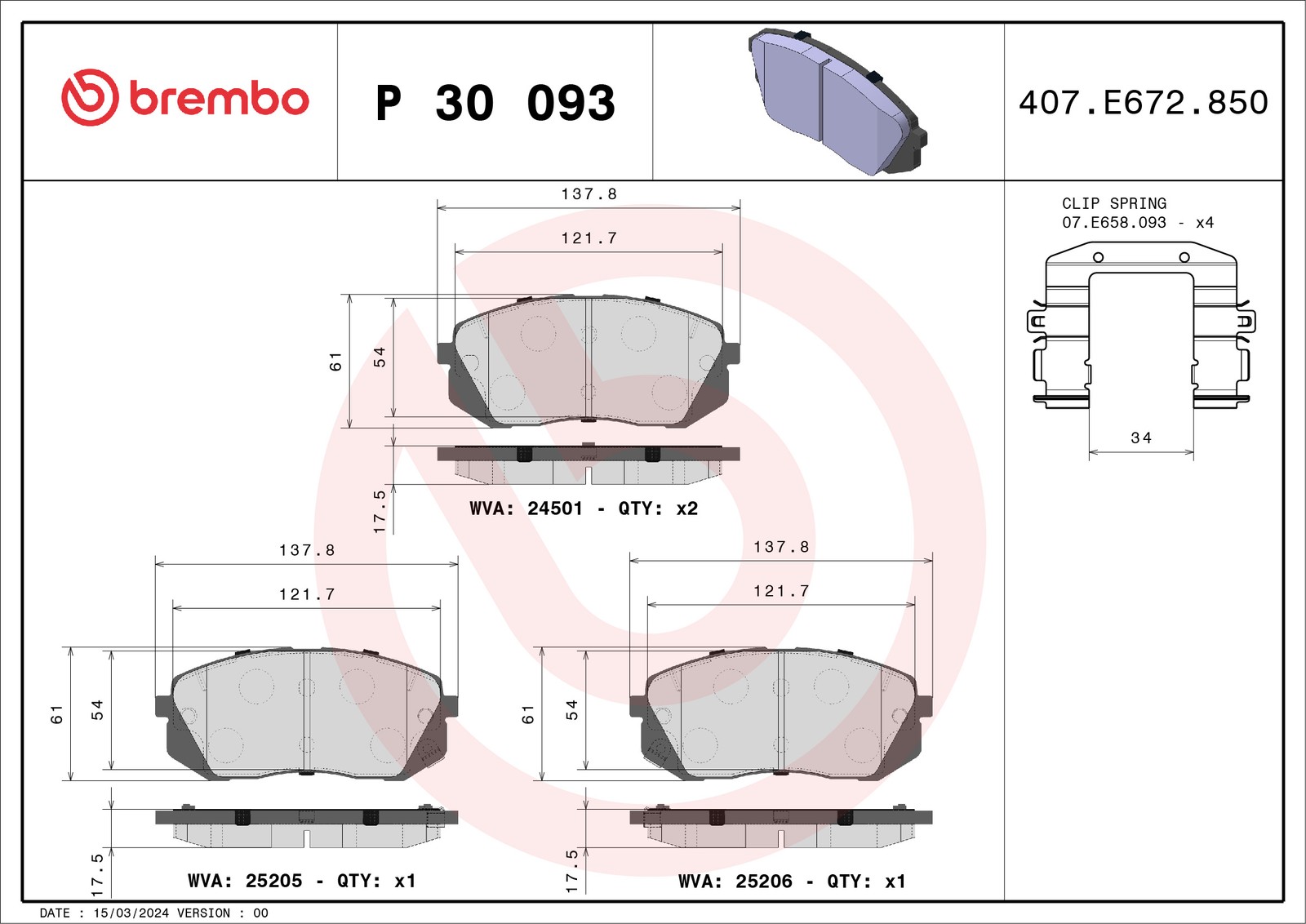 Brake Pads Set fits KIA PROCEED 1.6 Front 2018 on G4FJ Brembo 581011DA21 Quality - Image 37