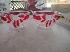 Celebrations by Mikasa Ruby Ribbon Tea Light Holder, Set of 2 See Pics! 