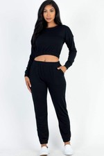 French Terry Elastic Waist Pullover Joggers Set