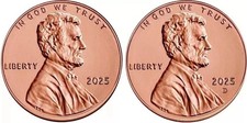 2025 P&D Lincoln Shield Cent Uncirculated US Mint 2 Coin Set