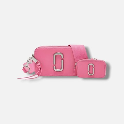 Marc Jacobs Women's Pink Leather Double J-Logo The Snapshot Crossbody Bag