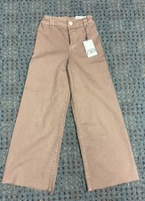 Pantaloni Zara The Marine nuovi con etichette gamba dritta marrone minimalista orlo grezzo vita alta S 13/14
