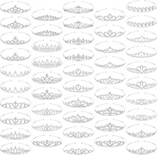 48 Pieces Crystal Tiara Crowns Set Princess Party Tiaras Bulk Silver Rhinestone
