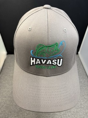 Yupoong Flexfit Havasu Bass Club Hat Grey L/XL Fishing Cap Structured Stretch