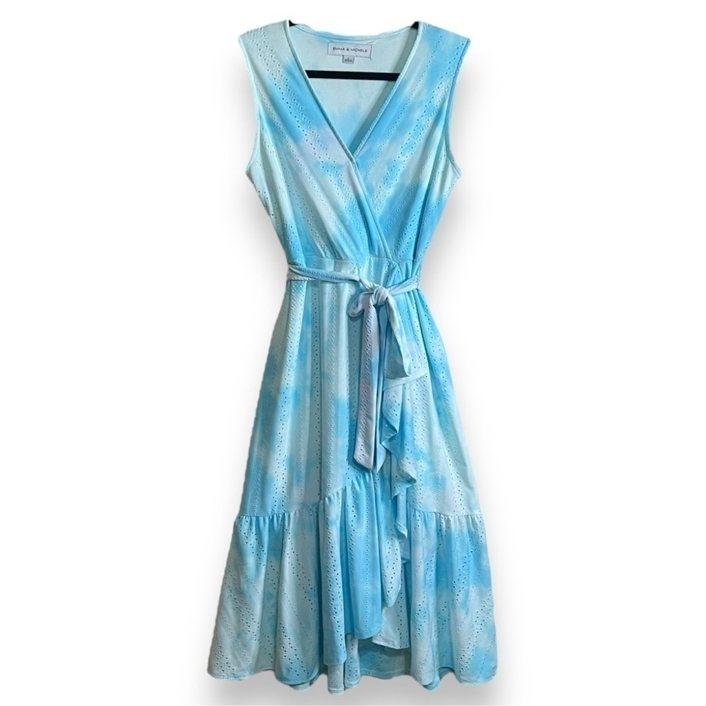 Emma & Michelle Blue Tie Dye Maxi Dress Women's Size Small