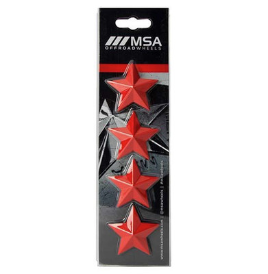 New MSA Wheel Star Center Cap Logo Red 4pk Free Shipping