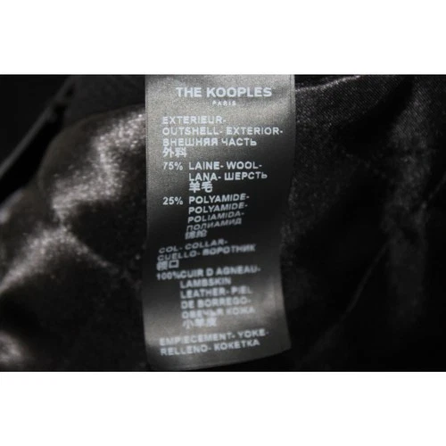The Kooples Mens Wool Bomber Jacket Lambskin Leather Trim Size Medium NEW Black image 4