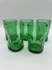 Set of 5 Blenko  Glass Tumblers #418S Pinched Dimpled Green