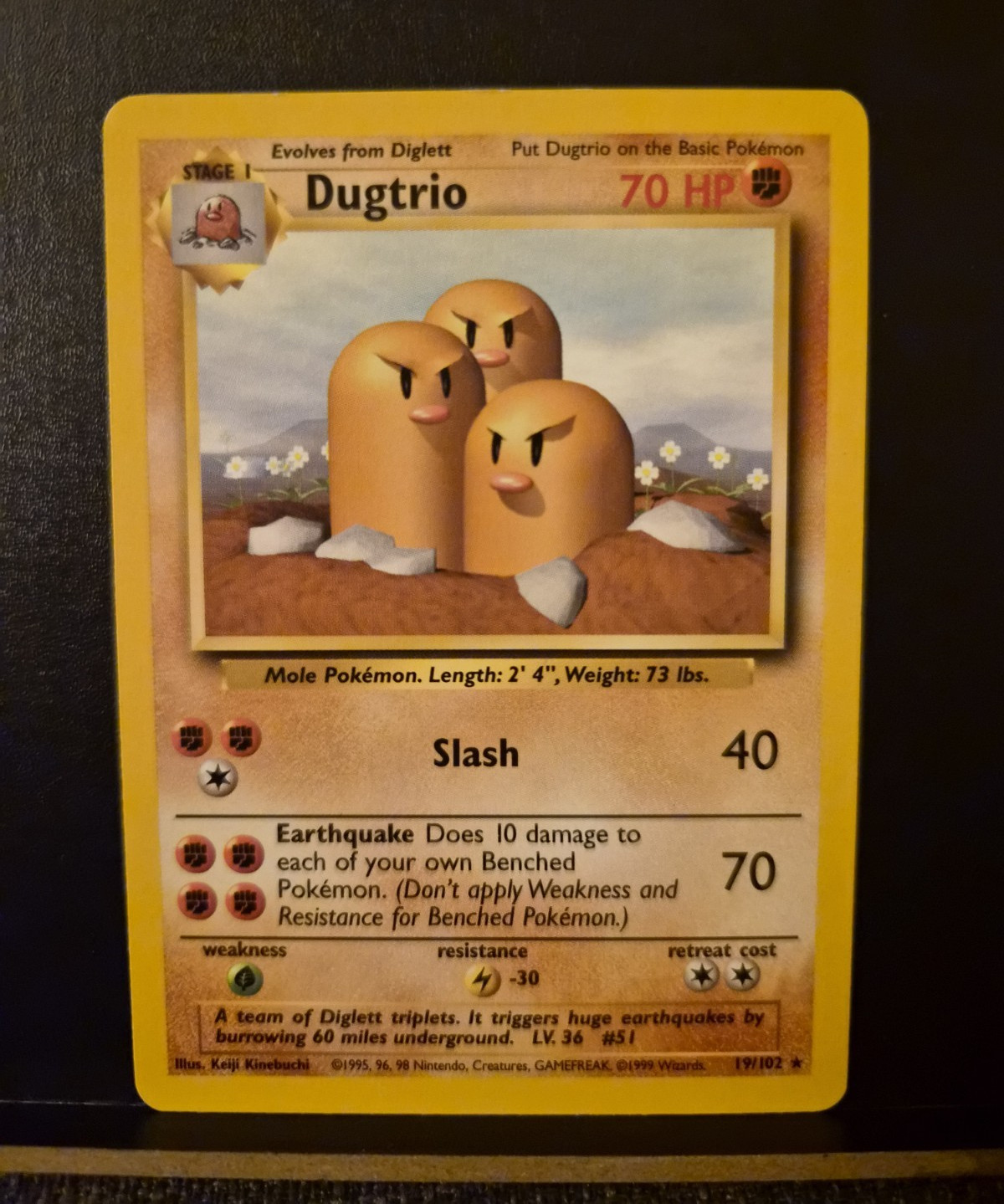 Pokemon TCG Dugtrio Base Set 19/102 Unlimited Regular 1999 WotC English LP