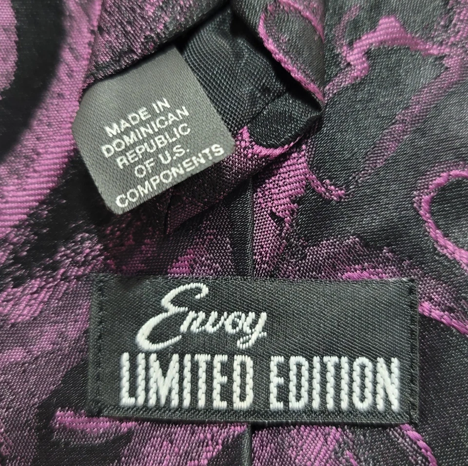 Corbata abstracta para hombre Envoy edición limitada 100 % poliéster púrpura/negro Foto 3 de 4