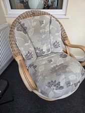 Pair Of Large Conservatory Chairs Swivel Padded Cushion Wood Frame