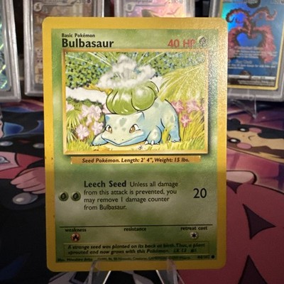 Pokémon Bulbasaur Base Set 44/102 Common Card, Unlimited Edition #2 LP L1