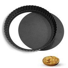 Toced Quicheform, Antihaftbeschichtete Tiefe Kuchenformen mit Abnehmbaren 8 Zoll/22 cm, Schwarz