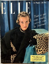 ELLE Magazine n° 253 du 2 Octobre 1950 ancienne revue de mode couture fourrure