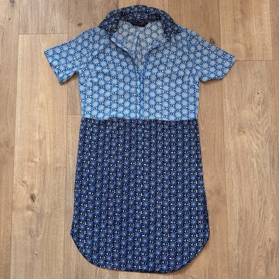 Dorothy Perkins Damen Kleid Knielang Blumenmuster Blau Gr. XS UK 6 Floral