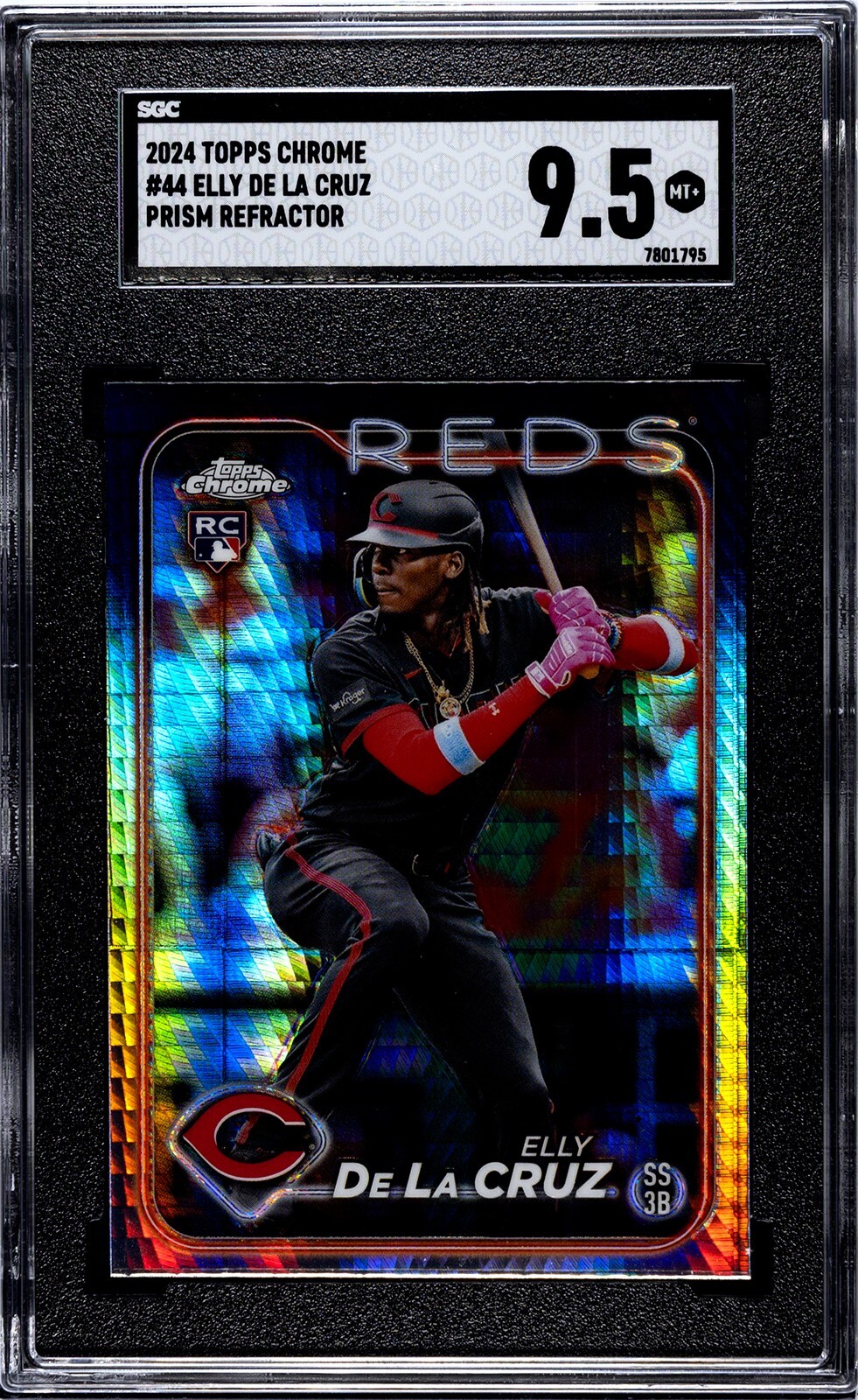 2024 Topps Chrome Elly De La Cruz Prism Refractor #44 Reds RC SGC 9.5