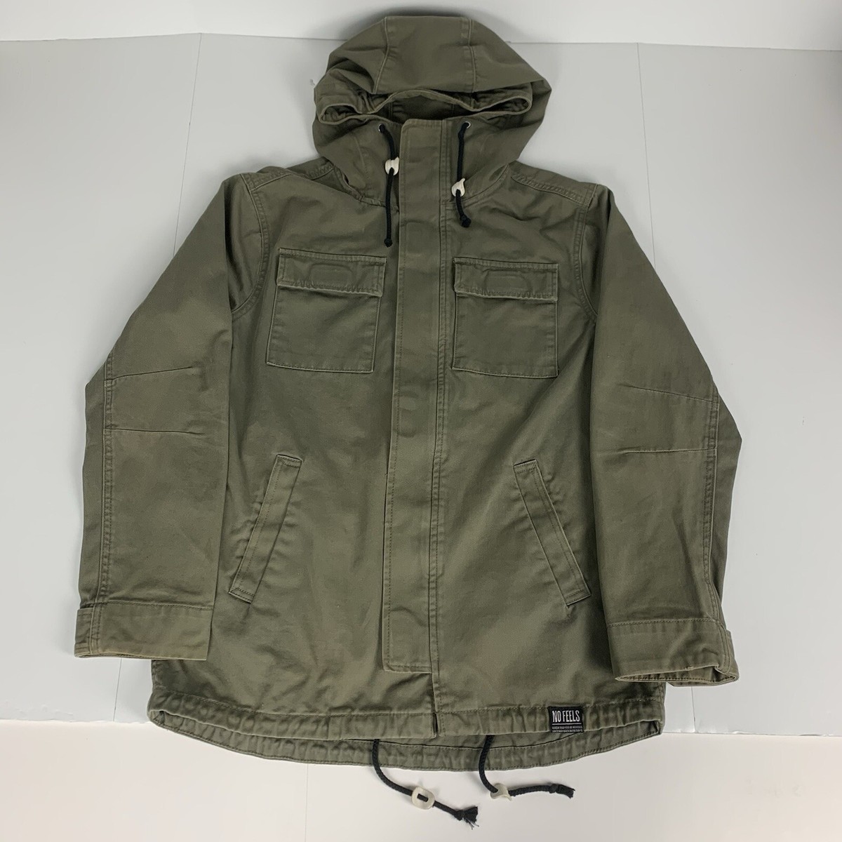 Army Green Utility Jacket Divided By H&M Hooded Coat Womens Size