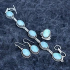 Australian Opal Gemstone 925 Sterling Jewelry Set Bracelet Earring Ring