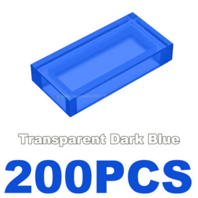 500 NEW Transparent Dark Blue 1x2 Flat Tiles (ID 3069/306901) Finishing Modular
