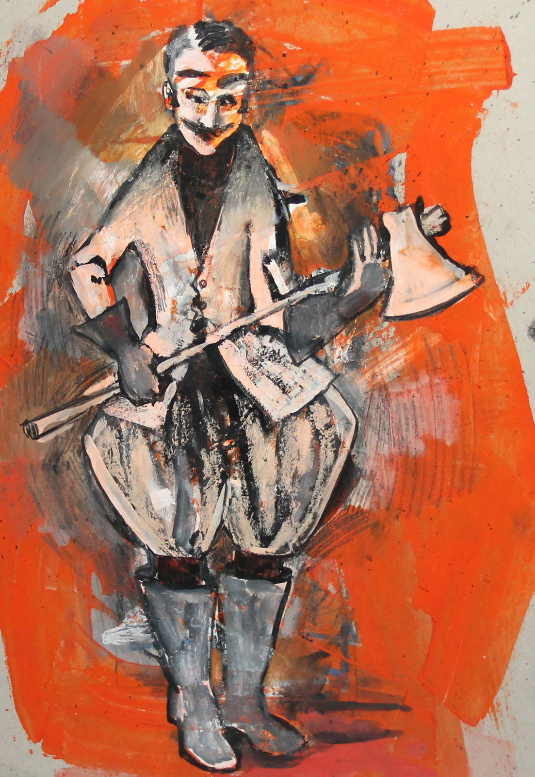 Vintage expressionist portrait gouache painting theater costume design