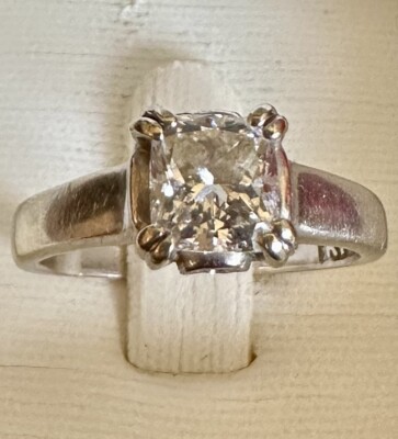 Ritani Diamond Engagement Ring White 14k Gold Modified Cushion S12 H size 7