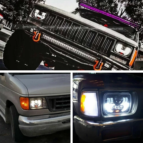 Pair 5X7 7X6 inch LED Headlights Hi/Lo Beam For Ford F250 F350 E150 E250 E350 - Picture 10 of 14