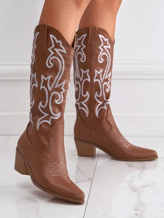 Botas Zapatos Militares Tejanos Vaquero Marrón Blanco 6 CM Piel Sintético 38351