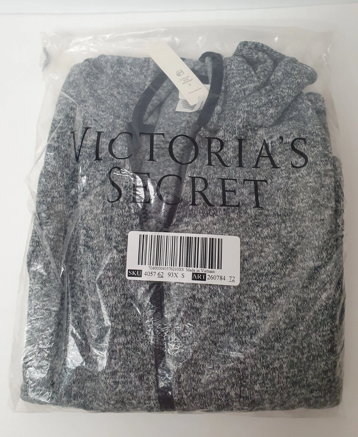 UNDERCOVER Victoria's Secret ROSA maglione alto basso full zip cappuccio grigio scuro taglia S