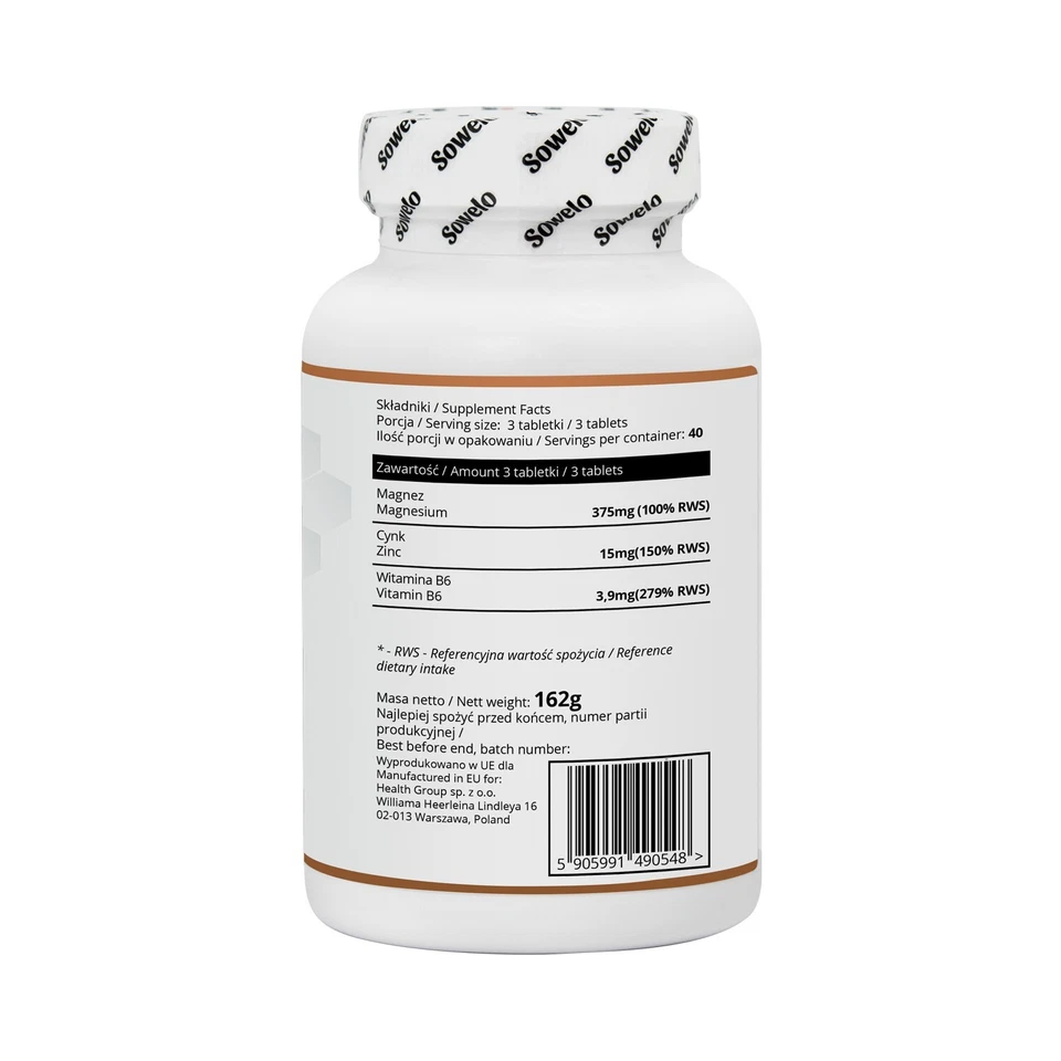 ZMB – Magnesium + Zinc + B6 – Tablets – Sleep & Testosterone Support – Sowelo - Image 2 of 4