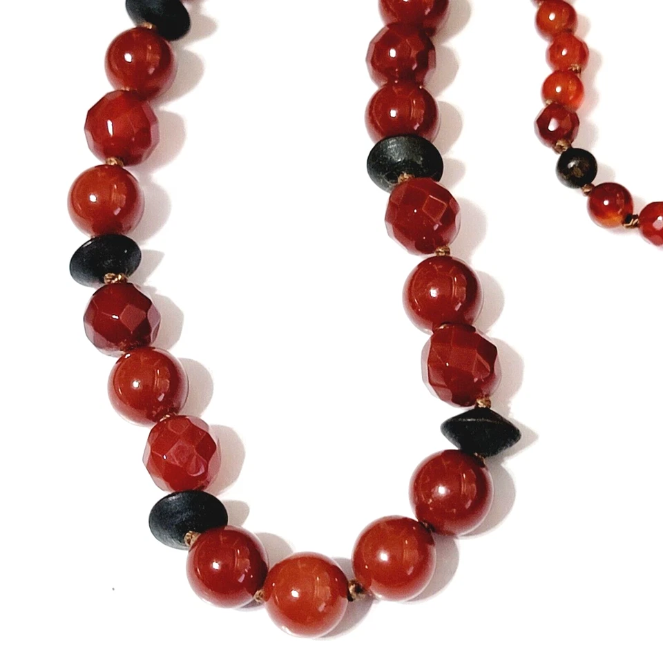 Coldwater Creek Cornalina Cuarzo Cuentas Collar 34" Diseñador Rojo Naranja br01-09 Foto 4 de 4