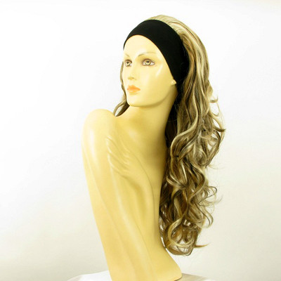 Perruque Avec Bandana Blonde Claire Mèches Cuivrées - Synthétique, Taille Moyenne, Neuf Avec étiquettes