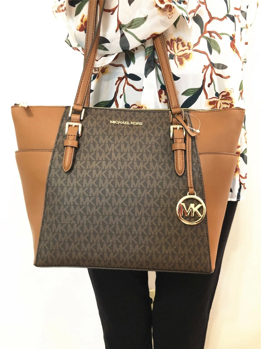 Michael Kors Charlotte Signature Large Top Zip Tote - Brown